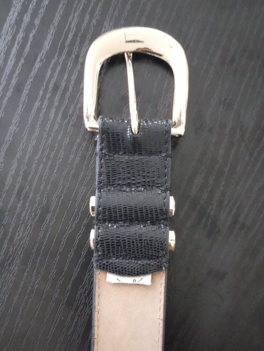 Ann Taylor Black Genuine Leather Belt with Light Gold-Tone Buckle - Picture 8 of 12